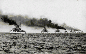 The Great White Fleet Steaming into Sydney Harbour 1907