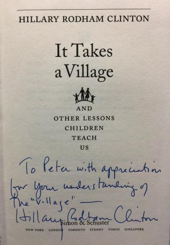 A momento from Hillary Rodham Clinton's meeting with Australian women's leaders in 1996