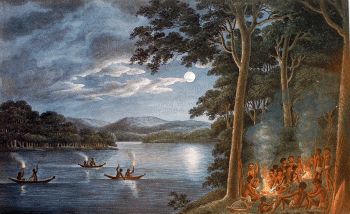 Picture Opposite: Joseph Lycett Plate_5_Fishing_by_Torchlight_NSW Coast_1835_17.5X28cm_R5677