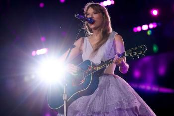Taylor Swift performs at Melbourne Cricket Ground on Feb. 16, 2024 in Melbourne, Australia. PHOTO: GRAHAM DENHOLM/TAS24/GETTY